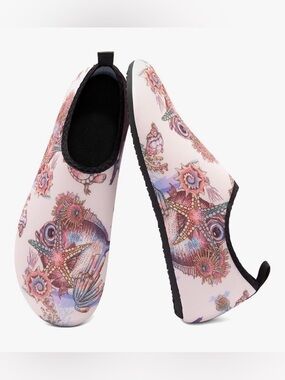 Metog Women’s Pink Slip-On Sea Life Print Water Sneakers